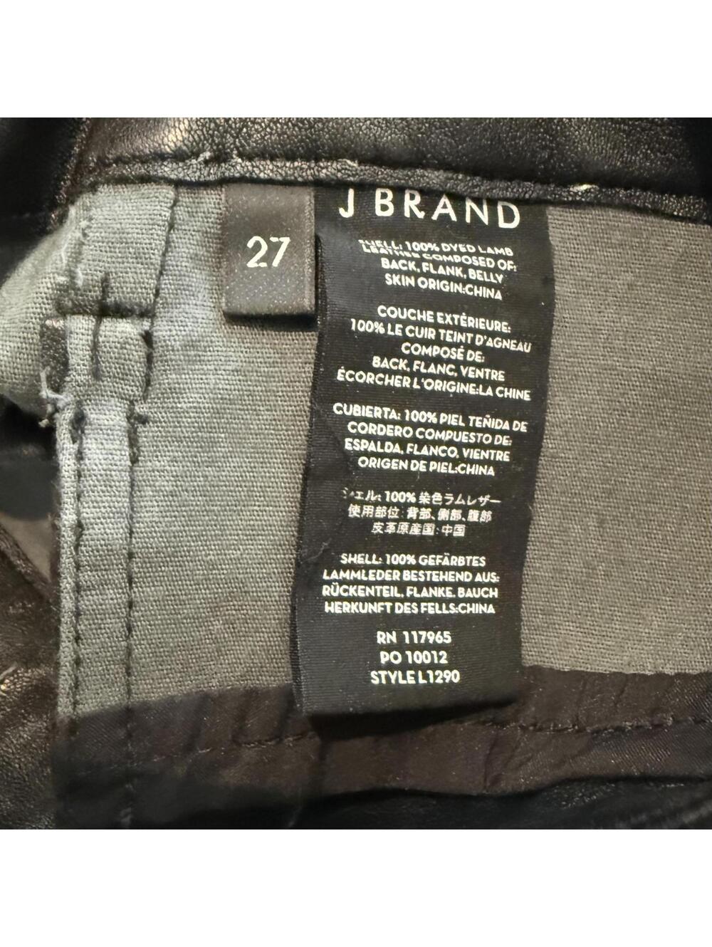 NWOT J BRAND Black 100% Lamb Leather Pants Size 27 - Picture 3 of 5